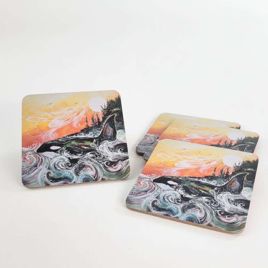 Set of 4 Killer Whale Coasters