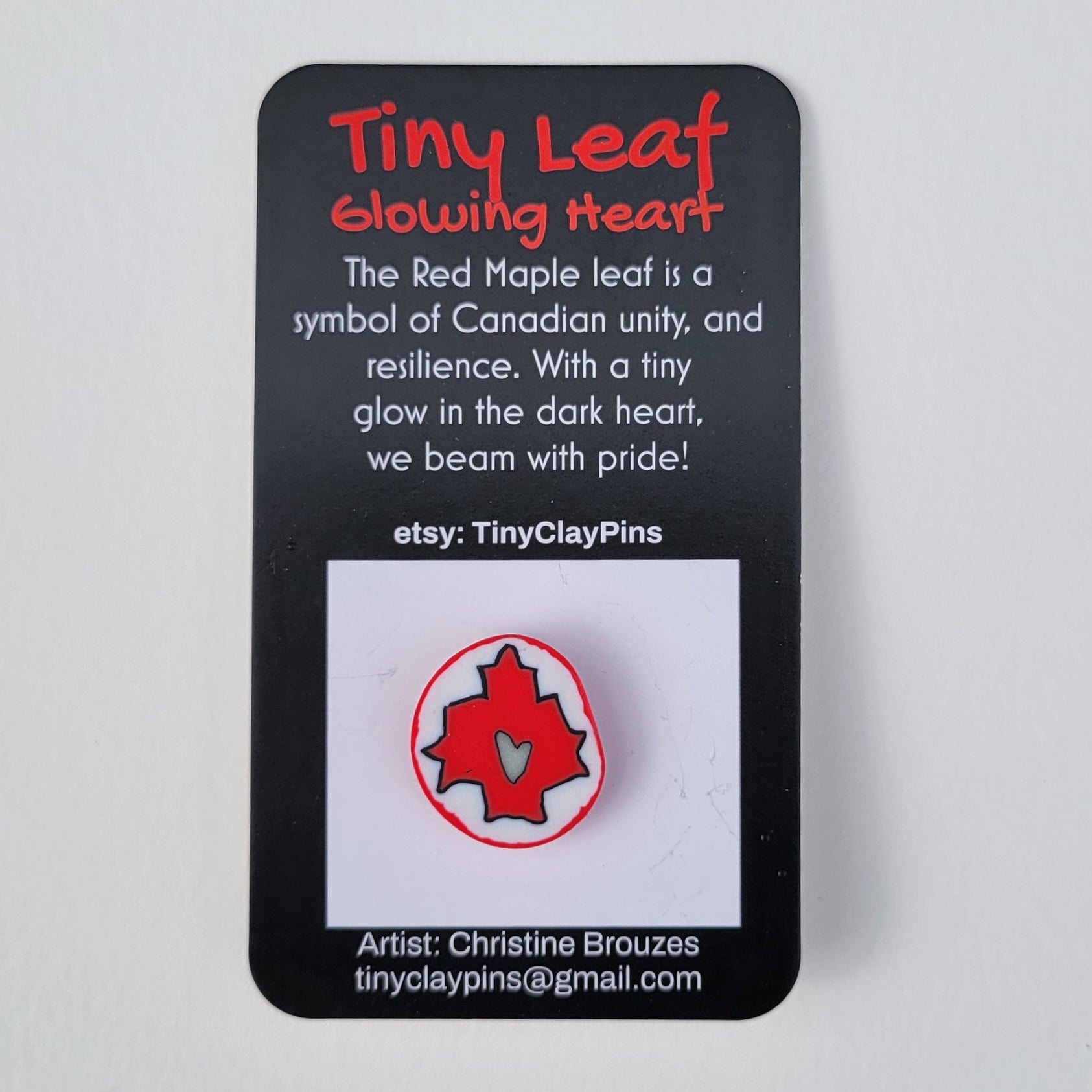 Tiny Clay Glow in the Dark Red Leaf Pins