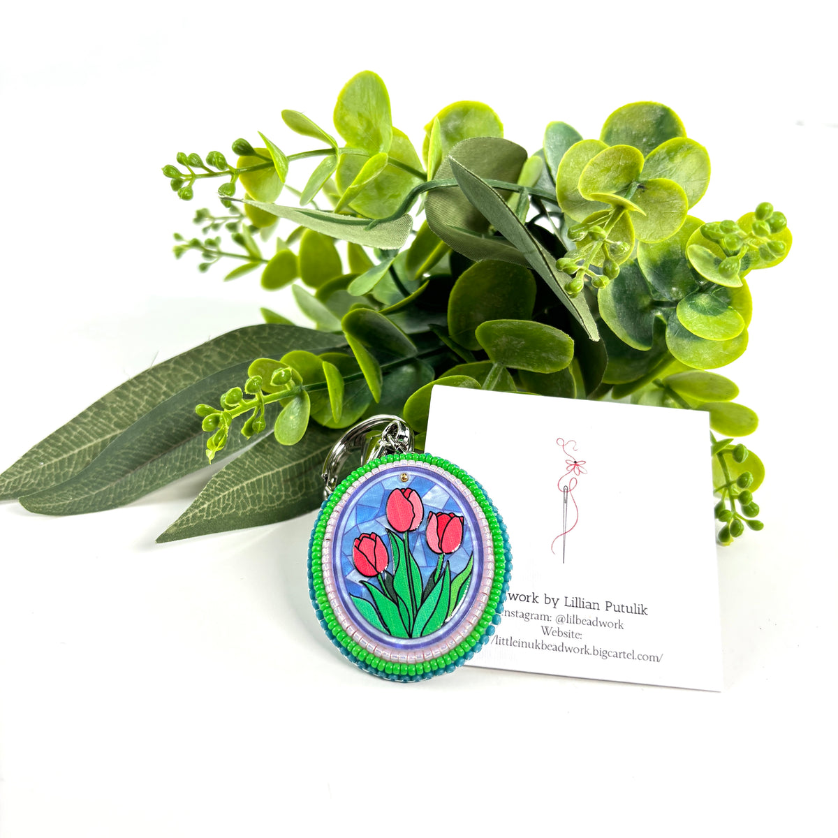 Tulips Beaded Keychain