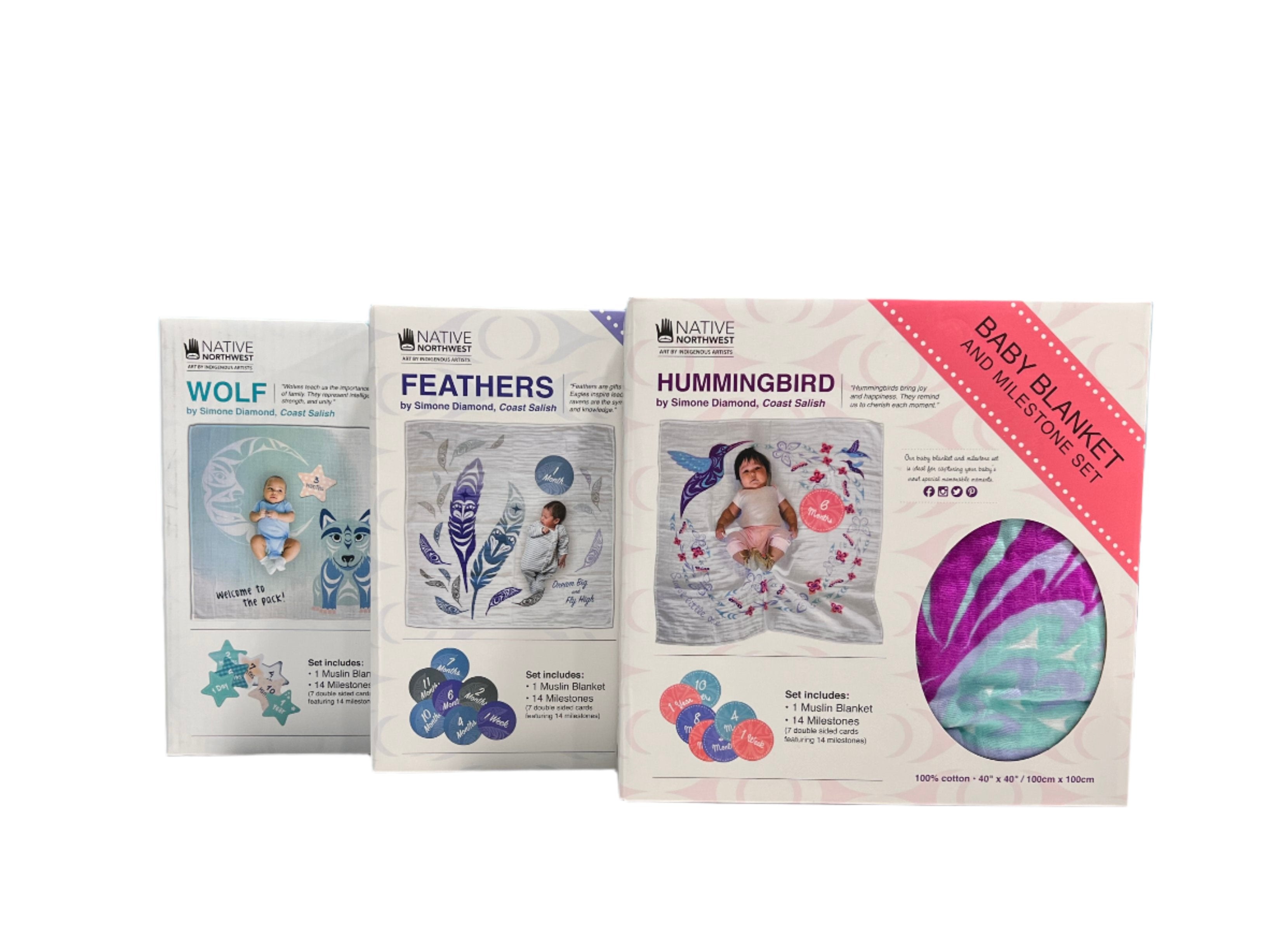 Native Northwest -Baby Blanket and Milestone Set