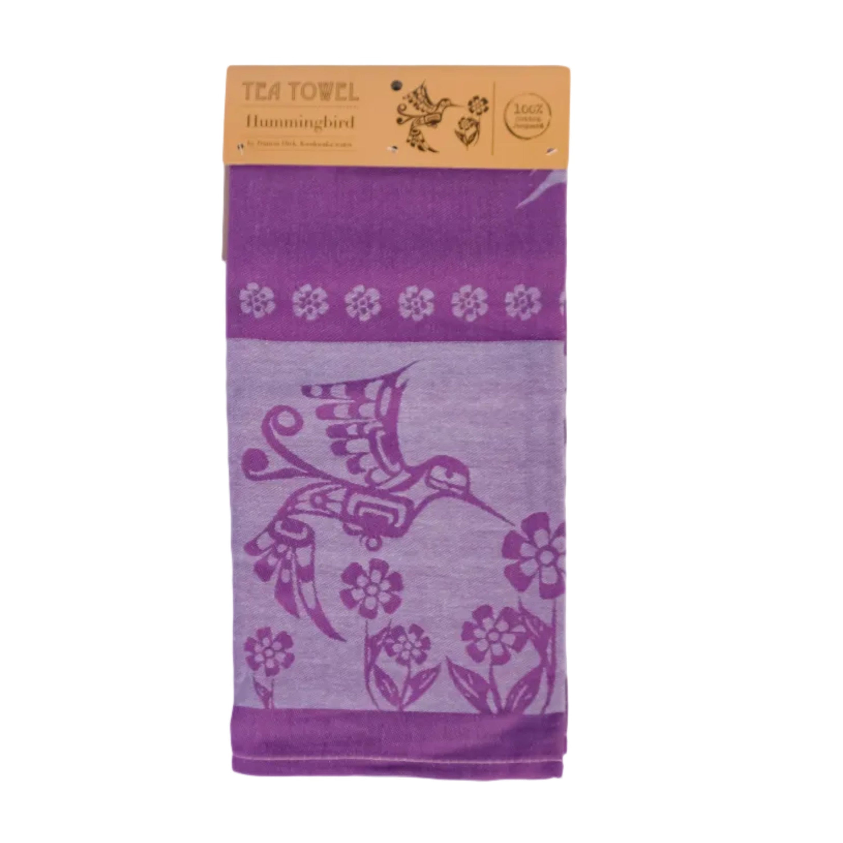 Purple Hummingbird Cotton Tea Towel