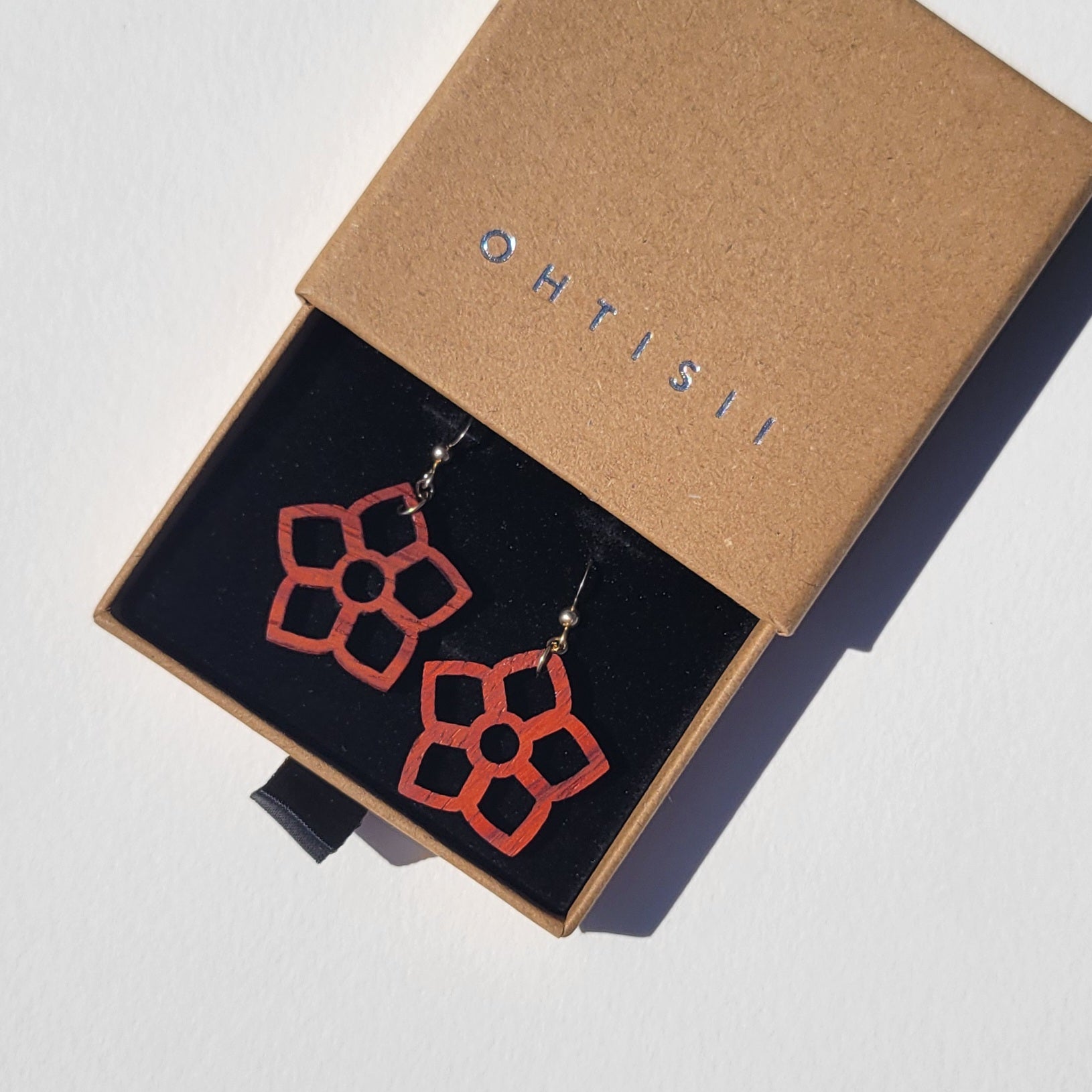 Wild Rose Wooden Earrings