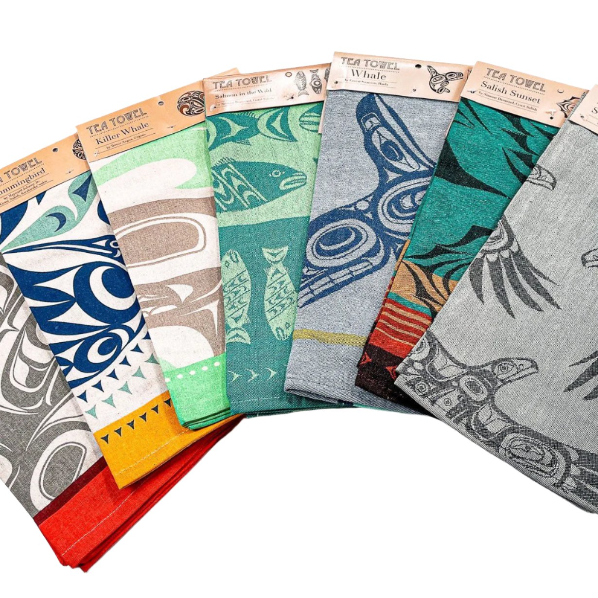 Art Printed Cotton Tea Towel - Indigenous Box