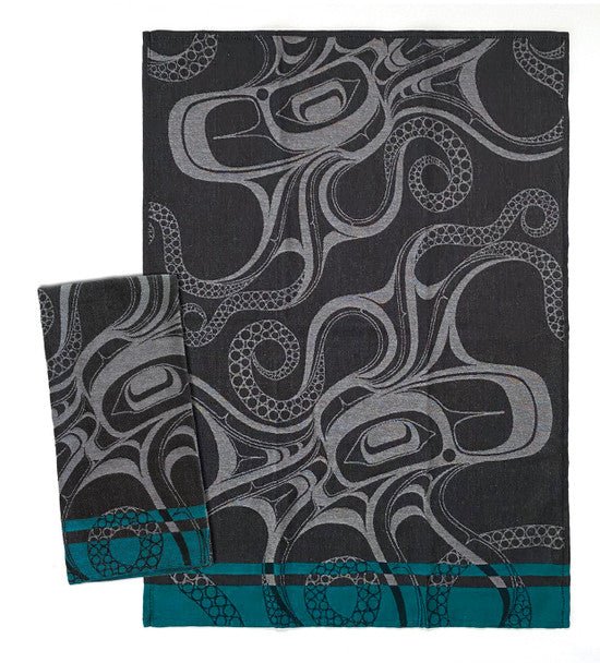 Art Printed Cotton Tea Towel - Indigenous Box