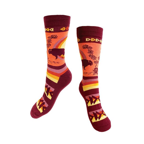 Cotton Blend Art Print Dress Socks - Indigenous Box