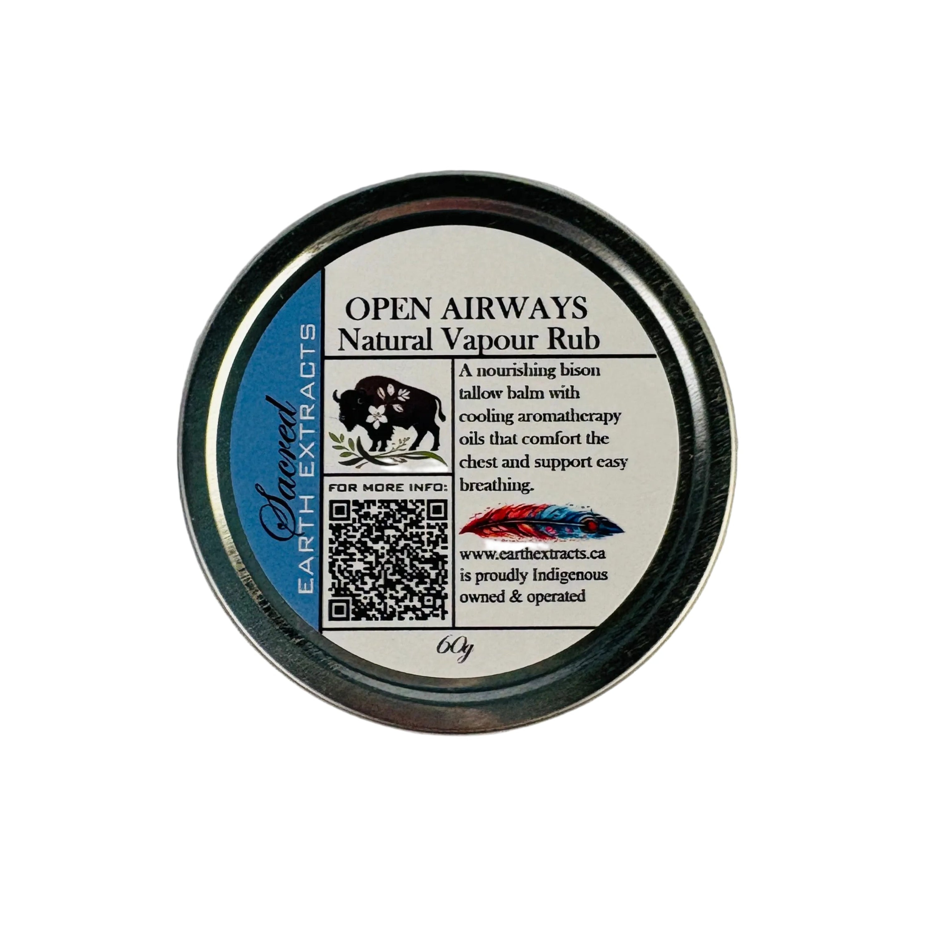 Tin of Open Airways Natural Vapour Rub on a light gray background