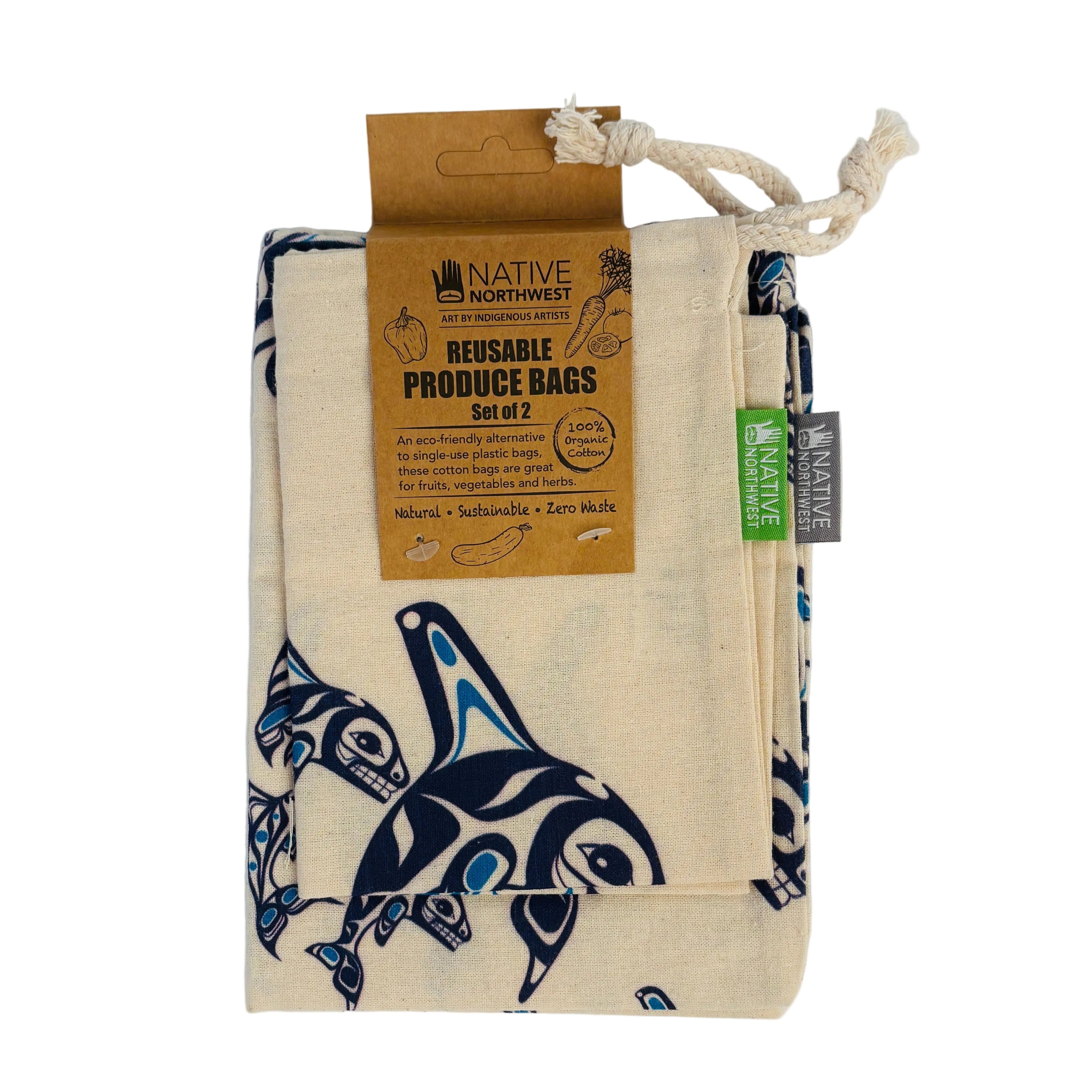 Orca Family Reusable Drawstring Bags