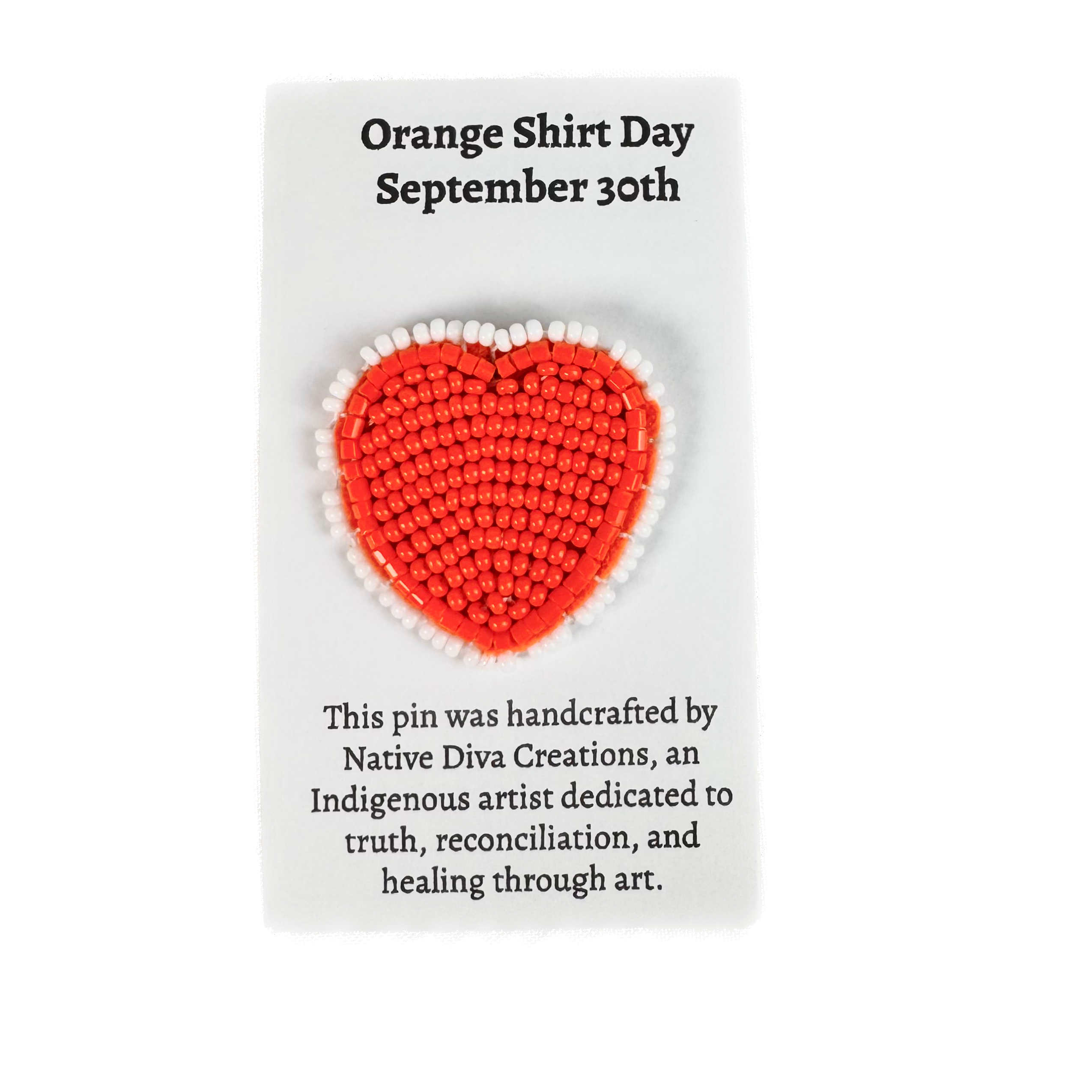 Beaded Orange Heart Pin