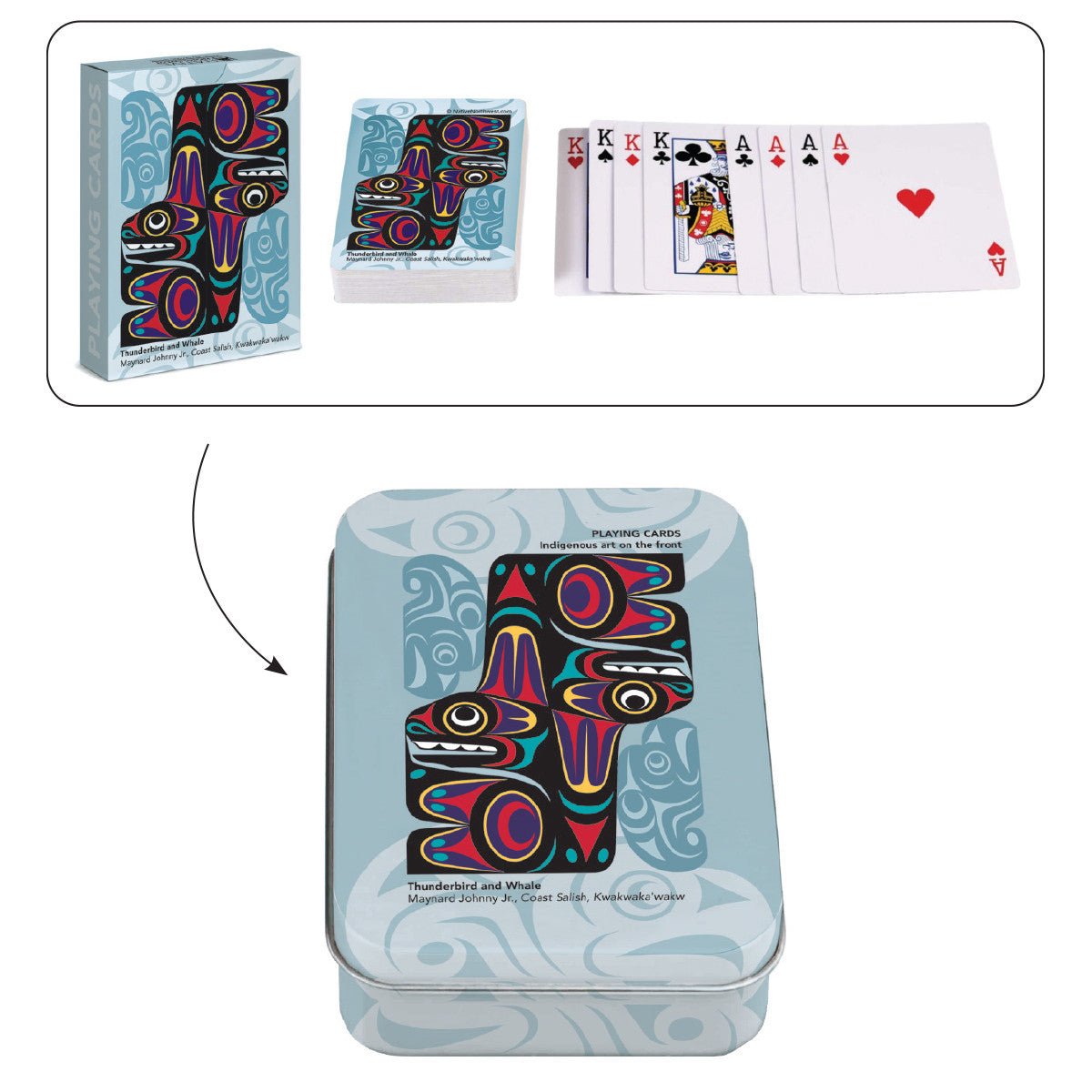 Single Deck Playing Cards featuring work from Various Celebrated Artists - Indigenous Box