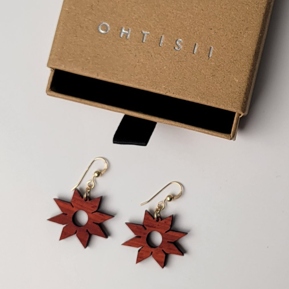 Wooden Star Earrings