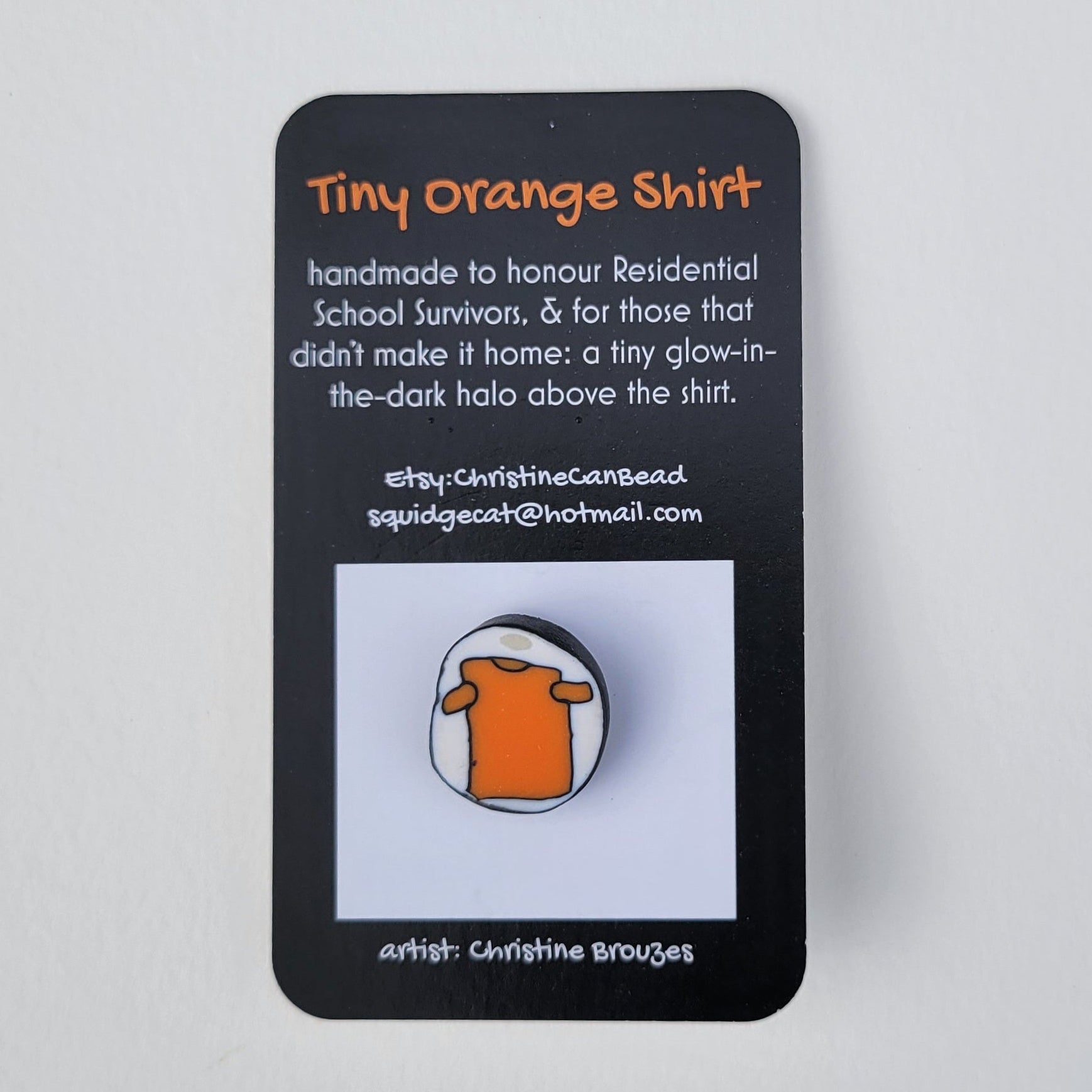 Tiny Clay Glow in the Dark Orange Shirt Pins