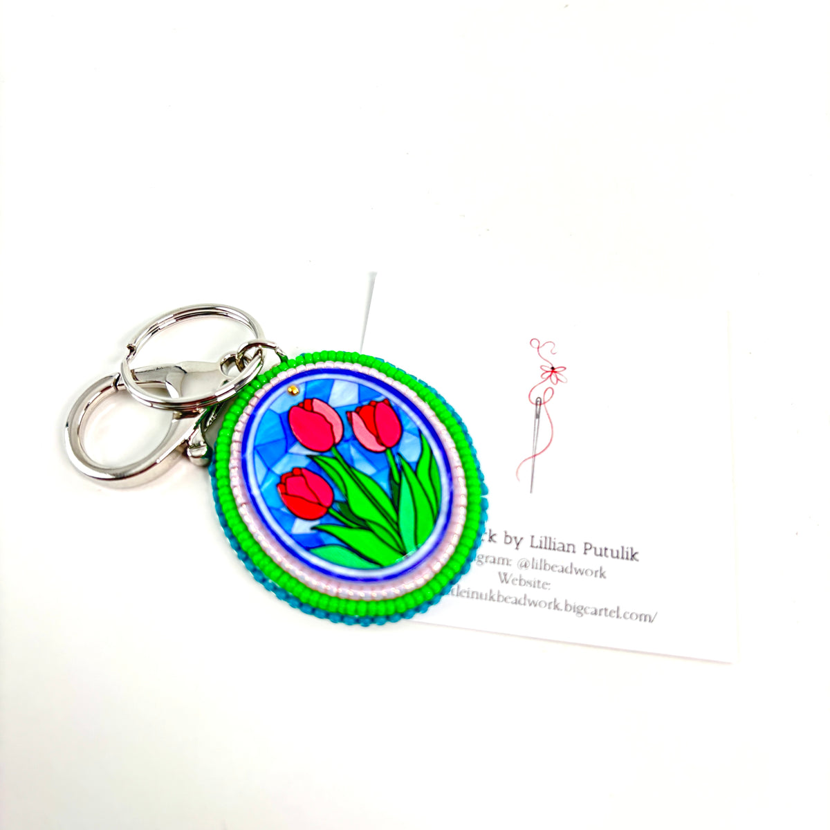 Tulips Beaded Keychain