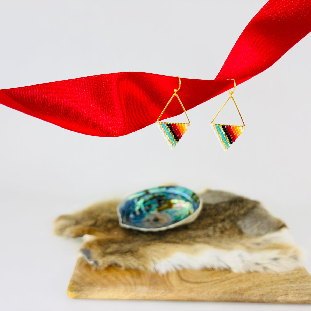 White Fire Tringle Earrings