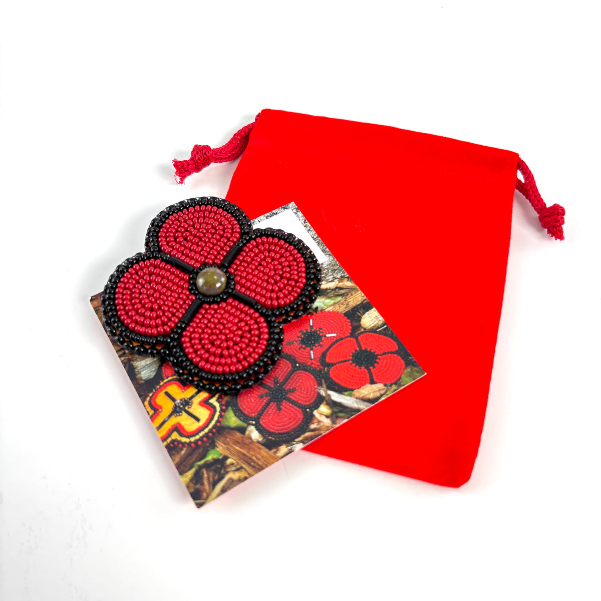 Beaded Poppy Pin