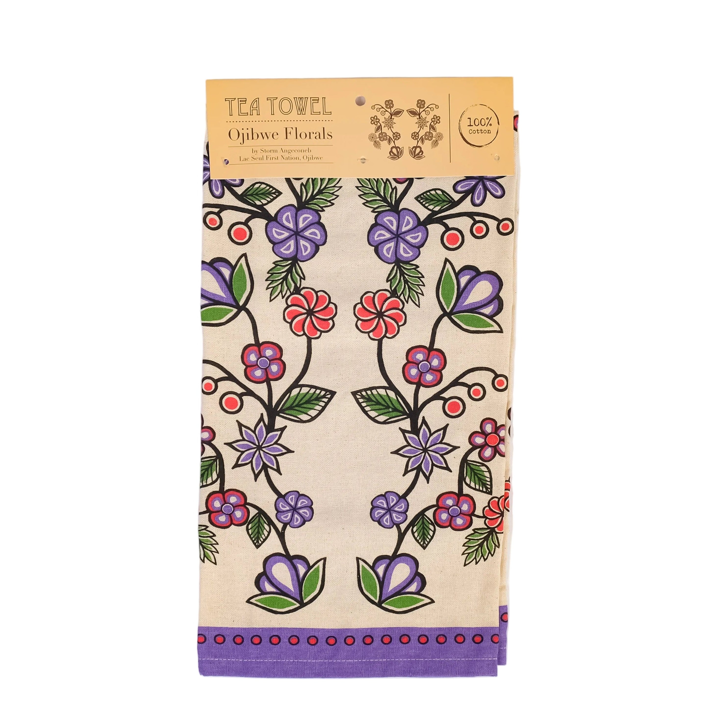 Ojibwe Florals Cotton Tea Towel