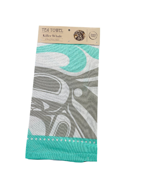 Art Printed Cotton Tea Towel - Indigenous Box