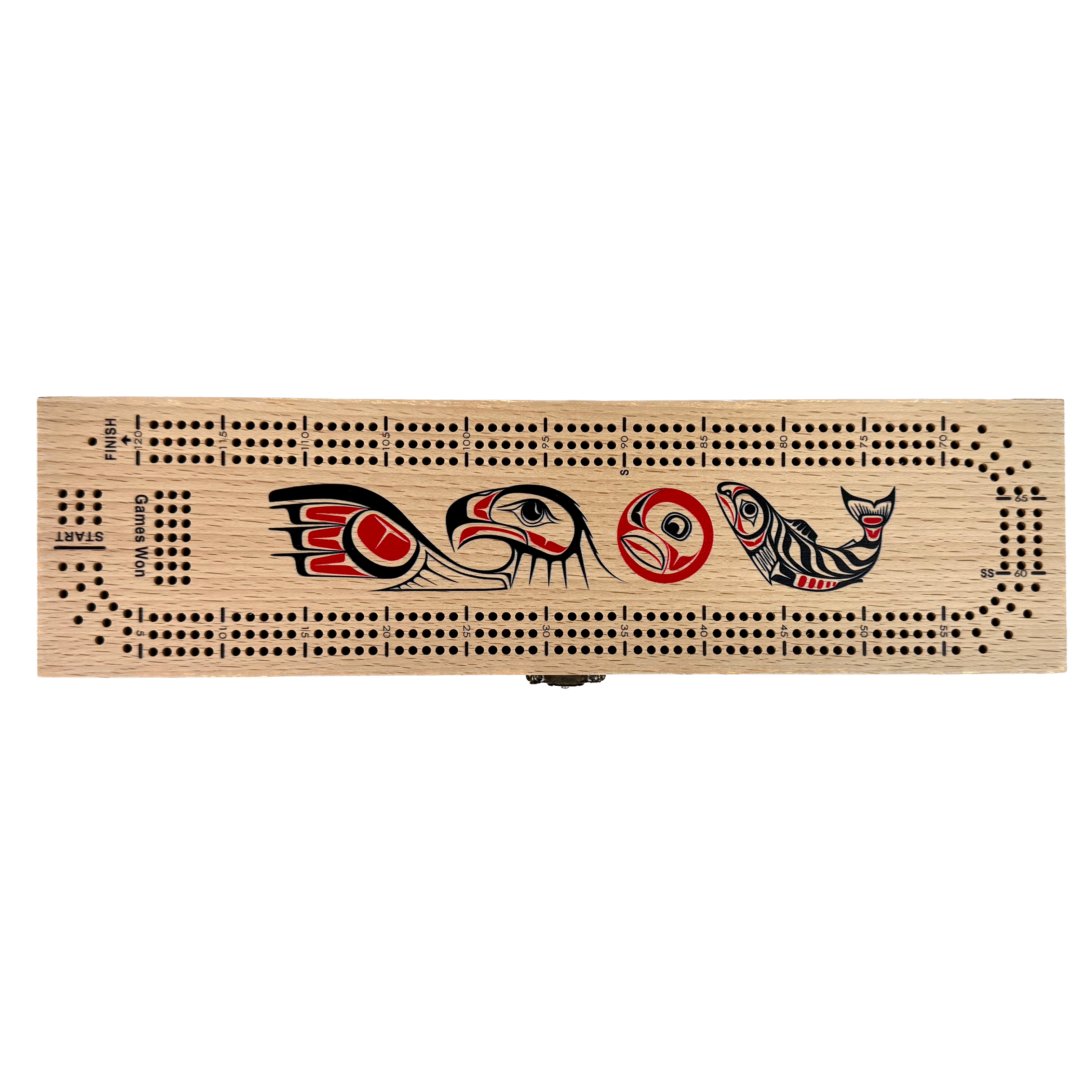 Eagle & Salmon 3-Track Cribbage Board