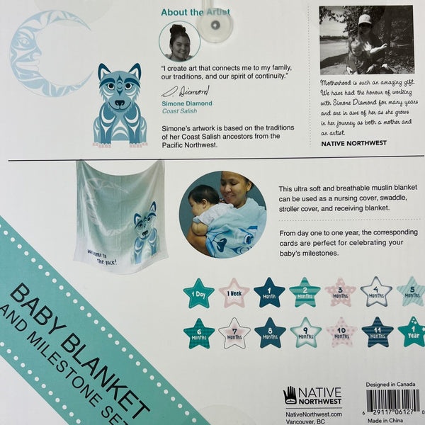 Muslin Baby Blanket and Milestone Set by Simone Diamond