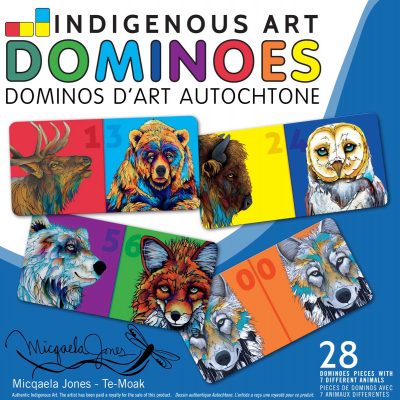 Dominos set featuring art work by Micqaela Jones