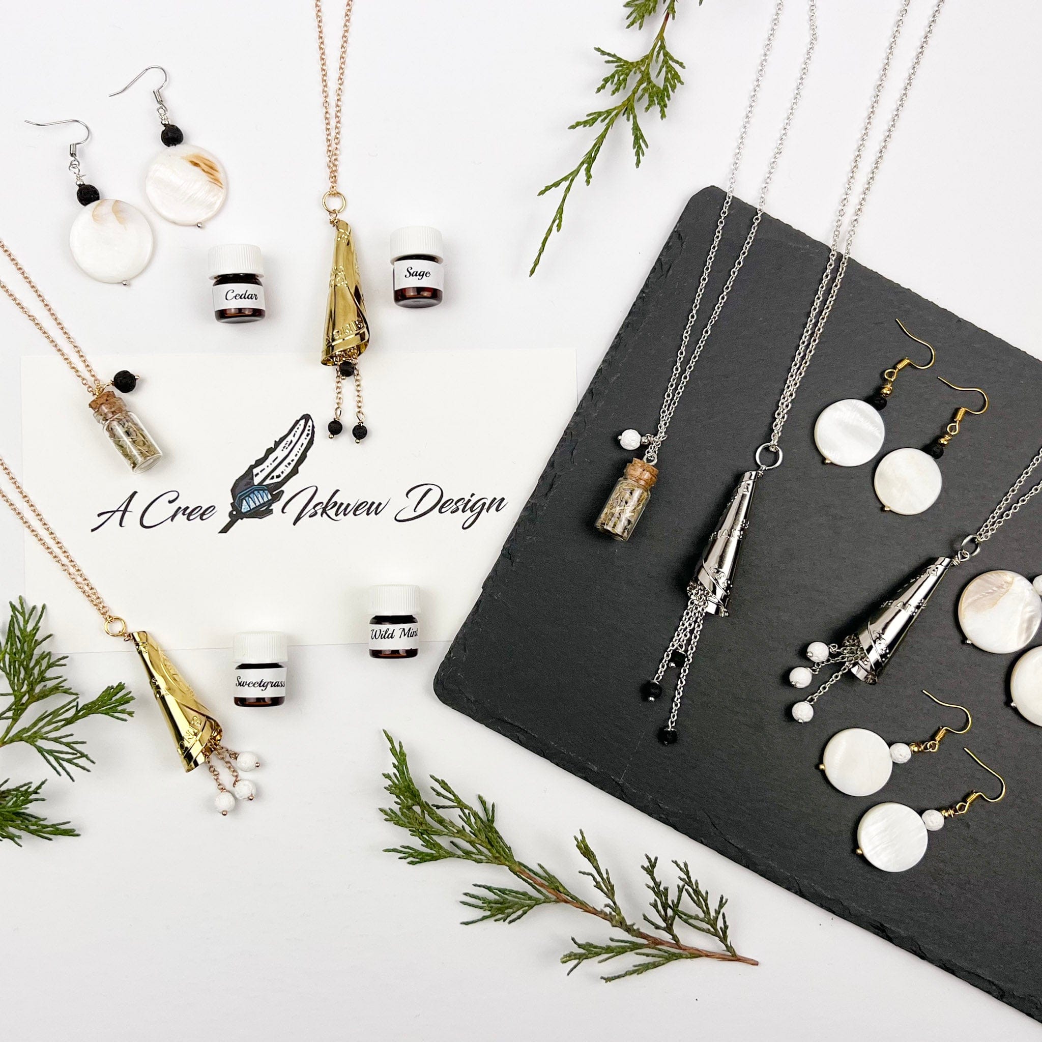 A Cree Iskwew Design Earrings and Pendants