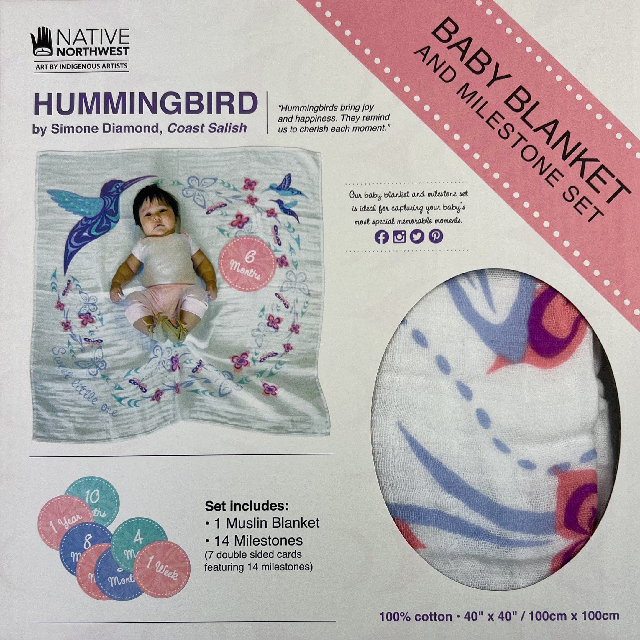 Muslin Baby Blanket and Milestone Set by Simone Diamond
