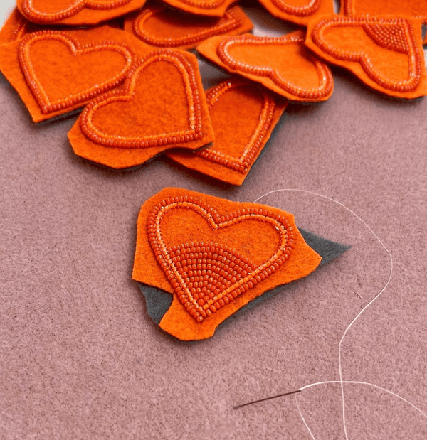 Proud Wednesday Beaded Orange Heart Pin